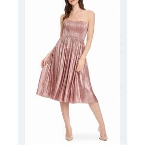 Dress The Population Tovah Strapless Cocktail Rose Pink Dress Size Small $348